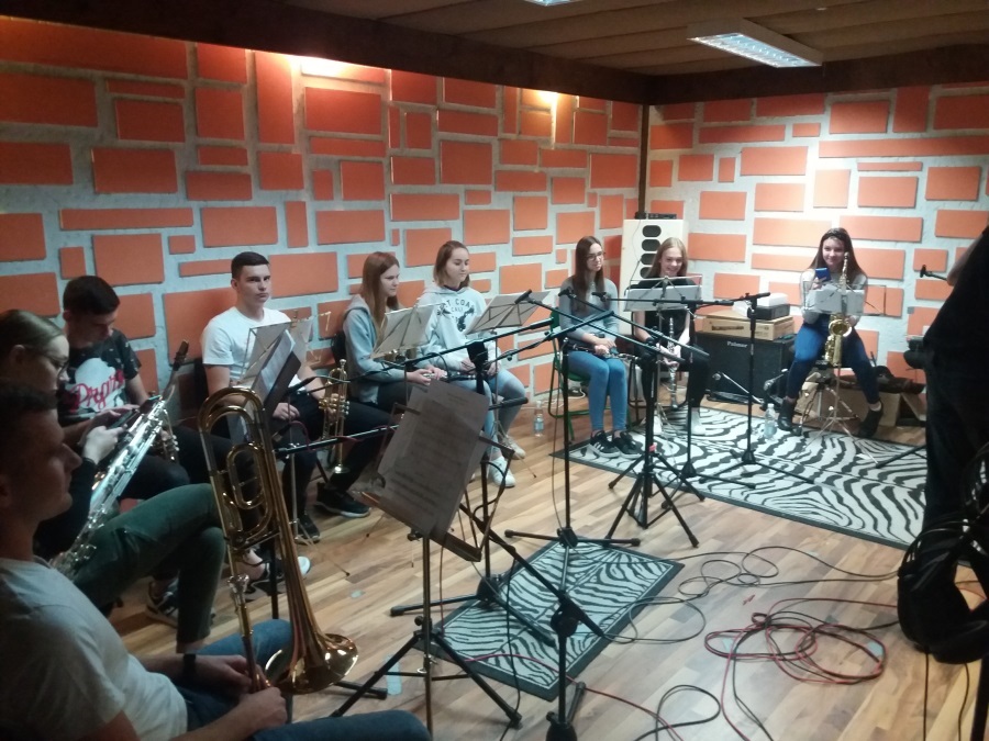Orkiestra Dęta Florynka  w studio nagrań