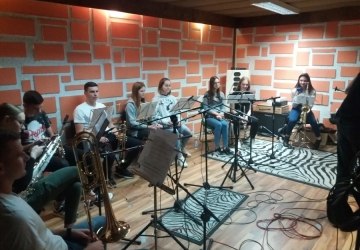 Orkiestra Dęta Florynka  w studio nagrań